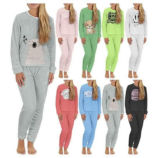 2-Piece Set: Women's Plush Popcorn Knit Top and Jogger Pants Pajama Set (Plus Size) DailySale