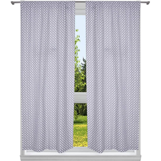 2-Piece Set:100% Cotton Chevron Print Blackout Window Curtain Pair Panel DailySale