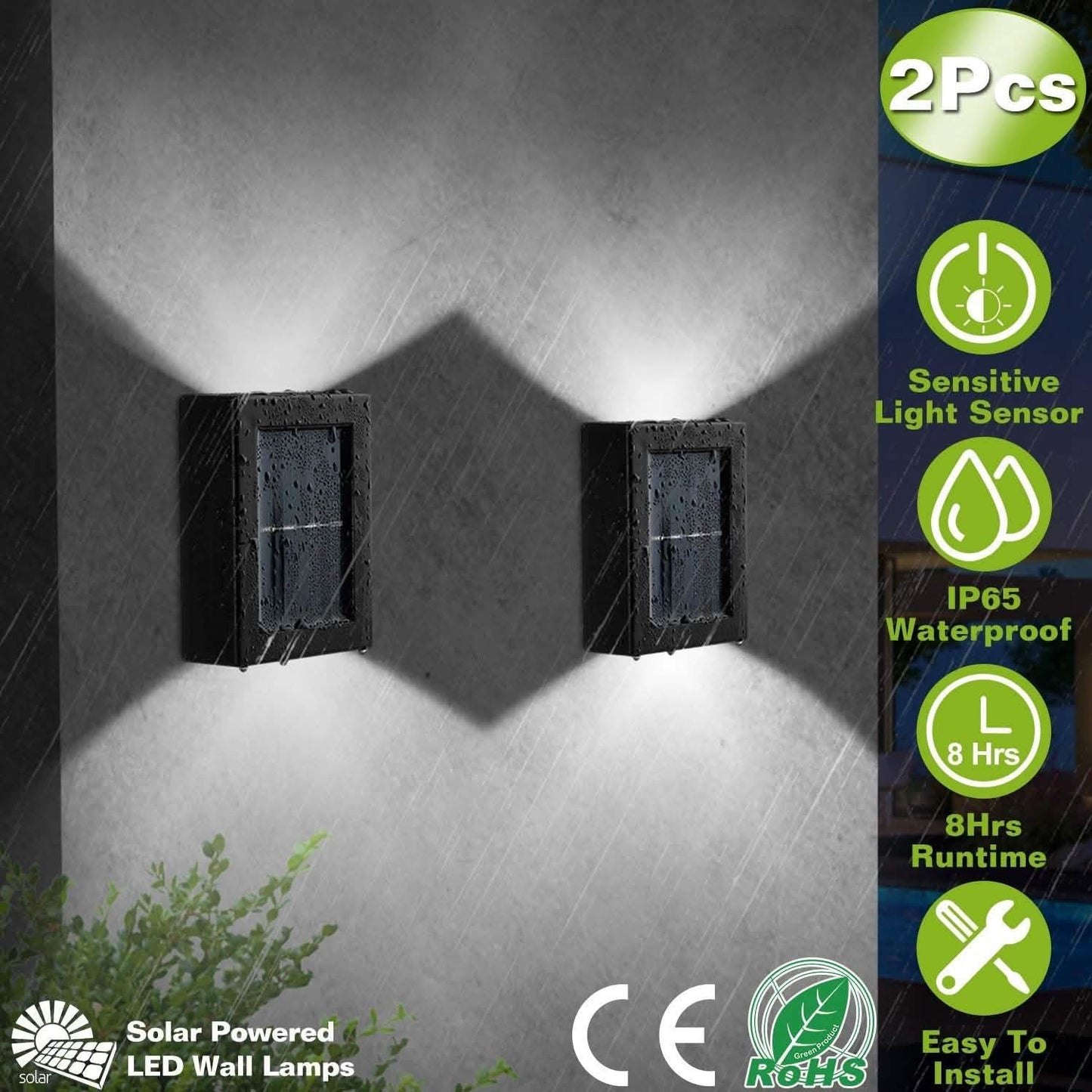 2-Piece: Solar Deck Outdoor Lights DailySale