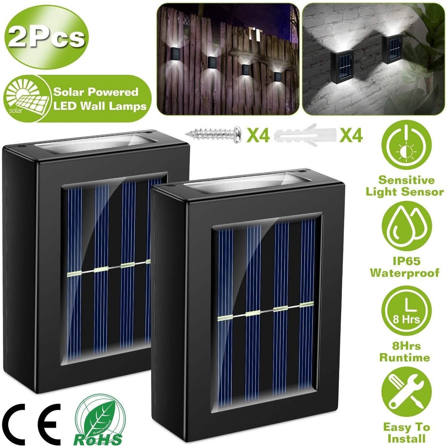 2-Piece: Solar Deck Outdoor Lights DailySale