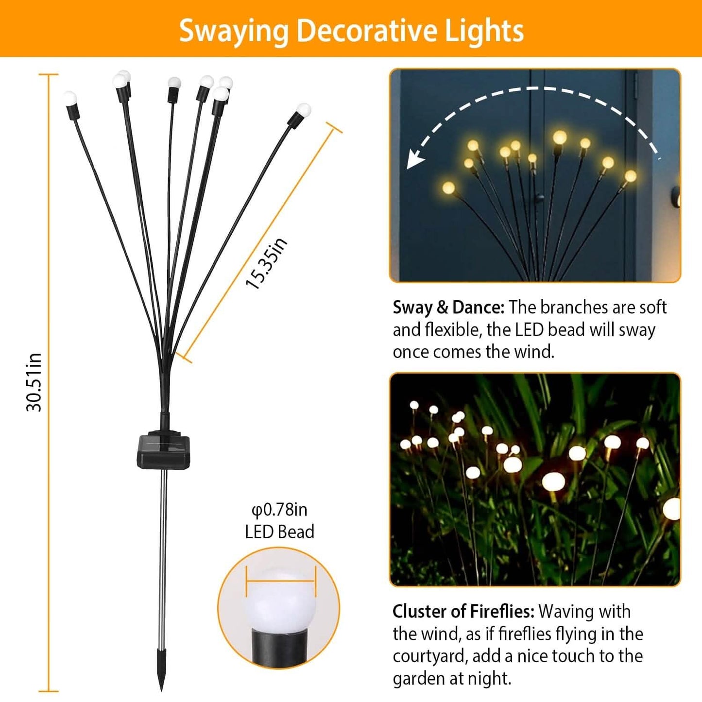 2-Piece: Solar Firefly Lights Swaying Decorative Pathway Lamp DailySale