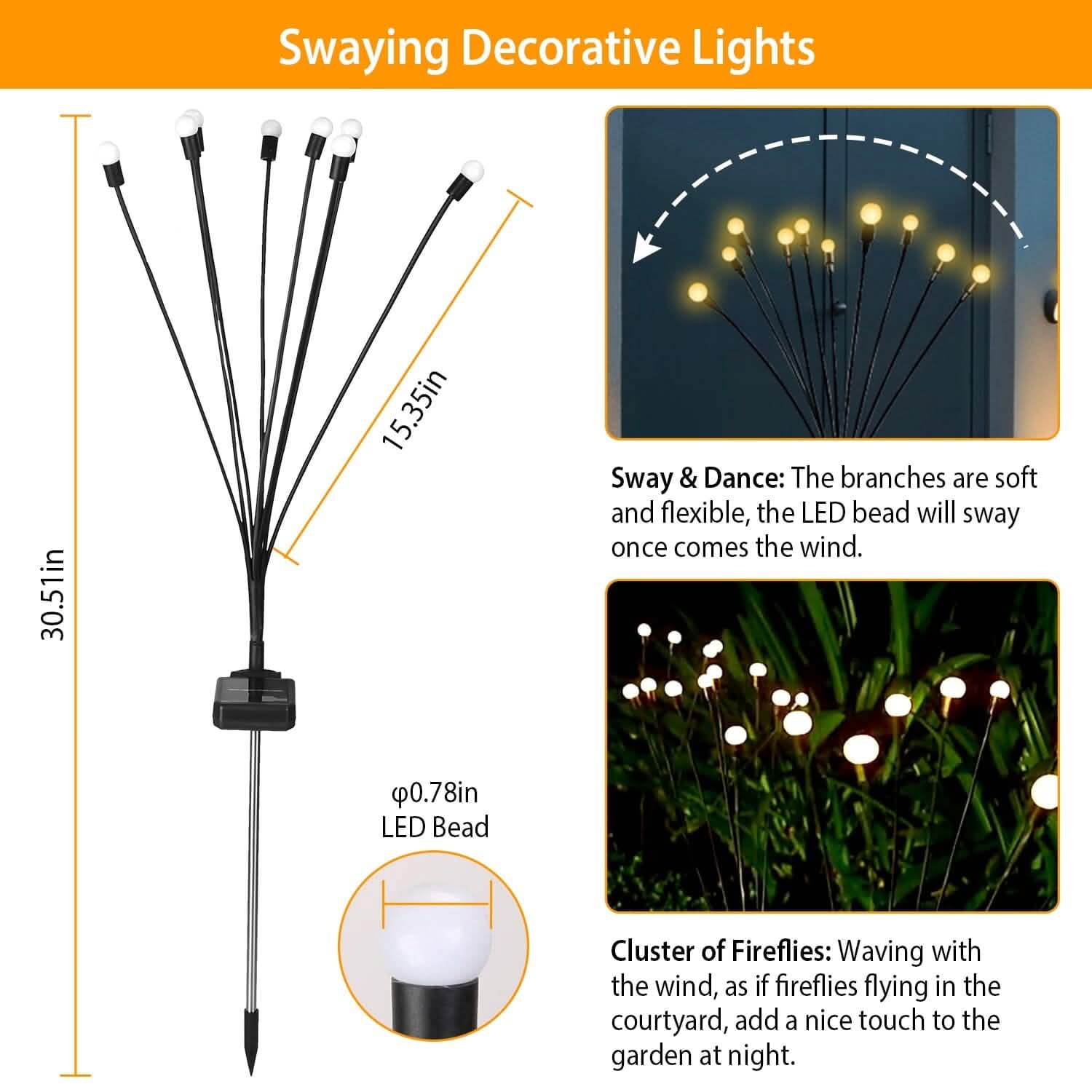 2-Piece: Solar Firefly Lights Swaying Decorative Pathway Lamp DailySale