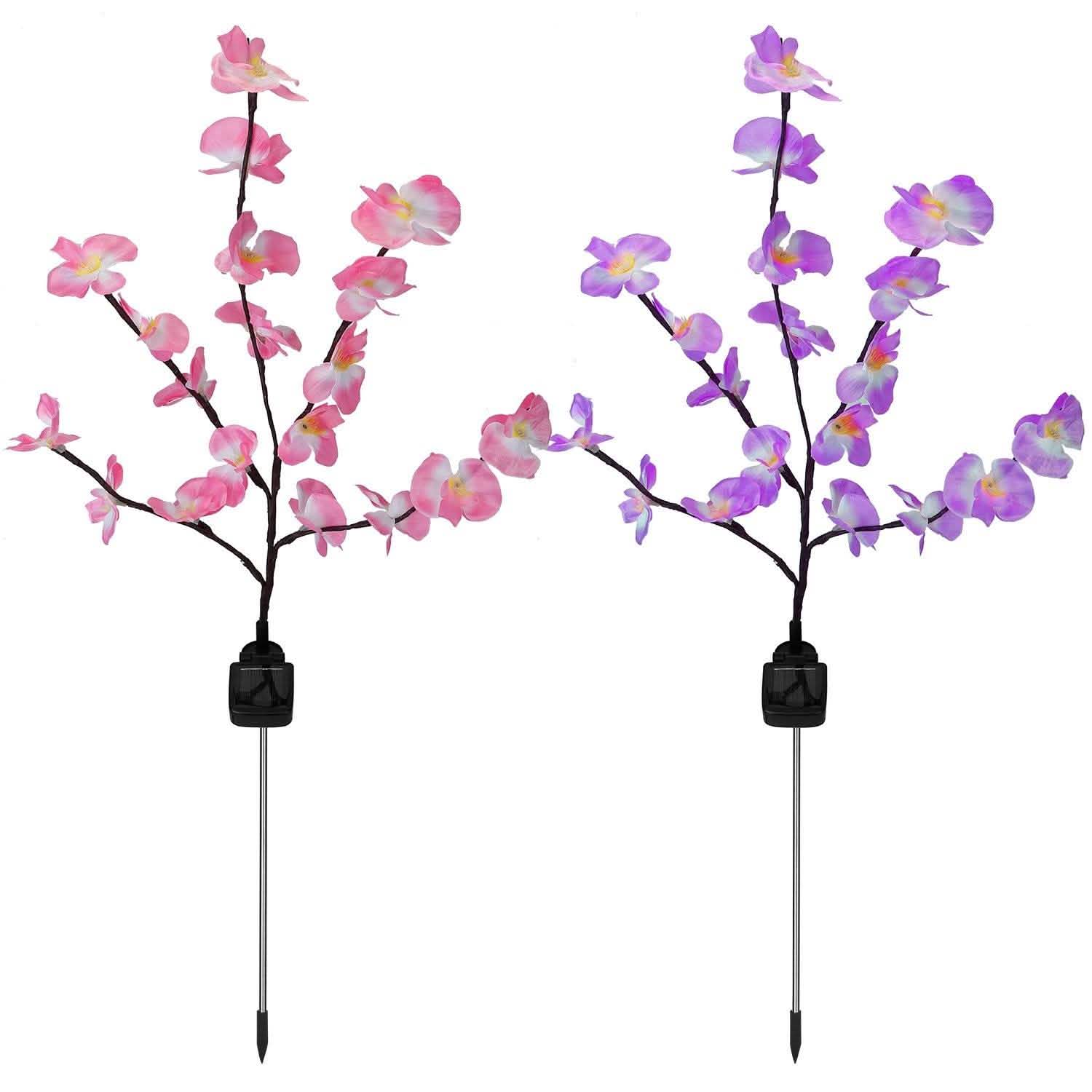 2-Piece: Solar Powered Garden Light Orchid DailySale