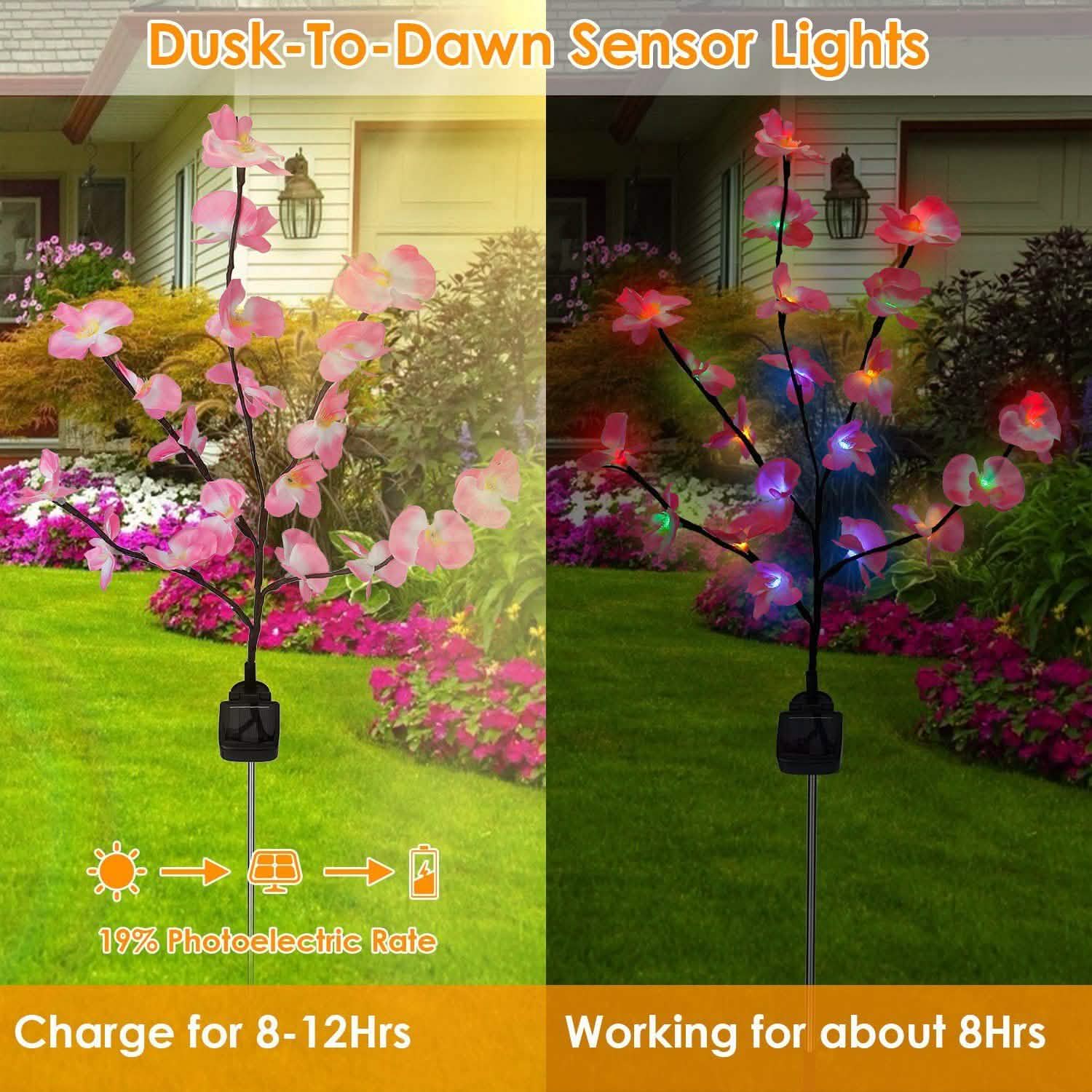 2-Piece: Solar Powered Garden Light Orchid DailySale