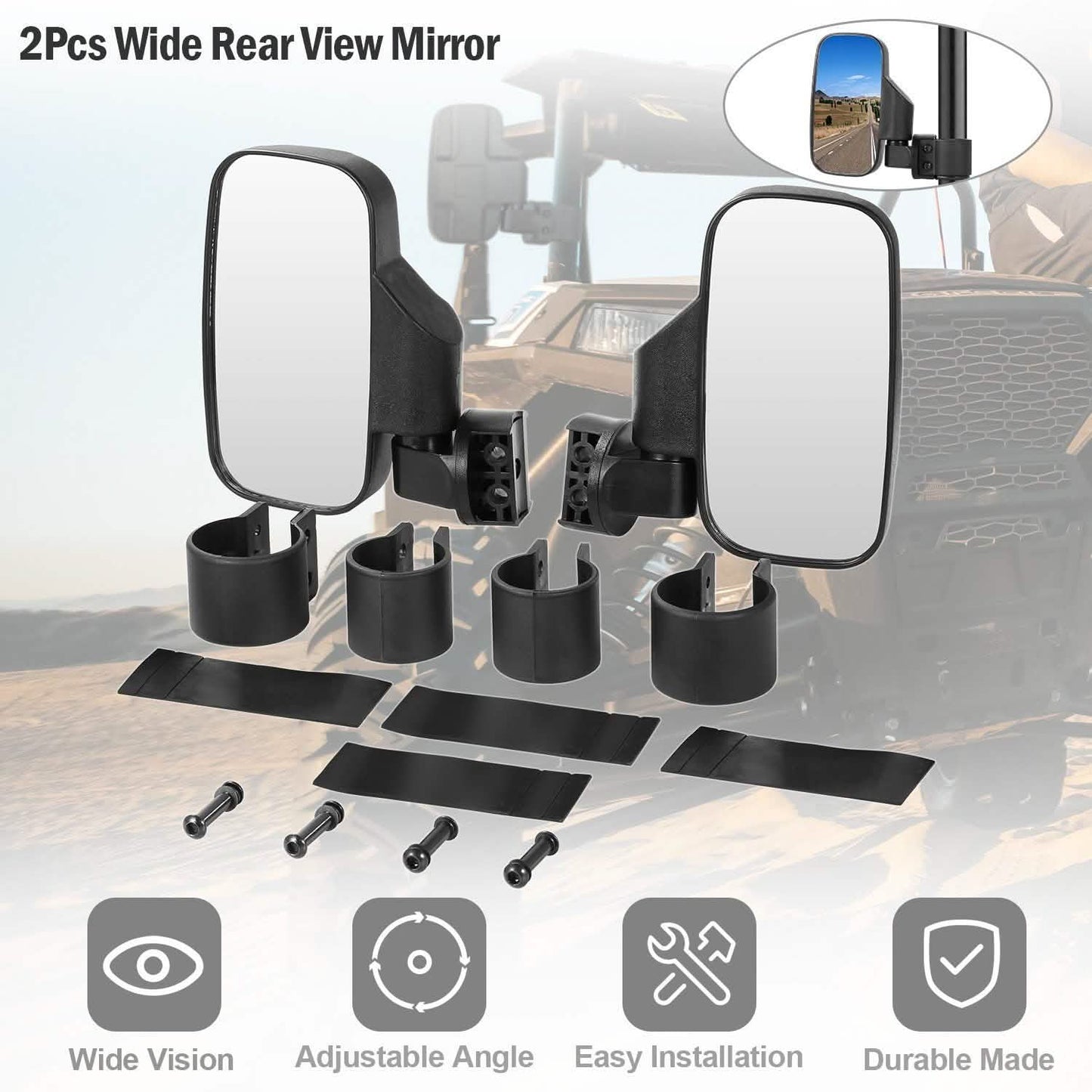 2-Piece: Wide Rear View Mirror DailySale
