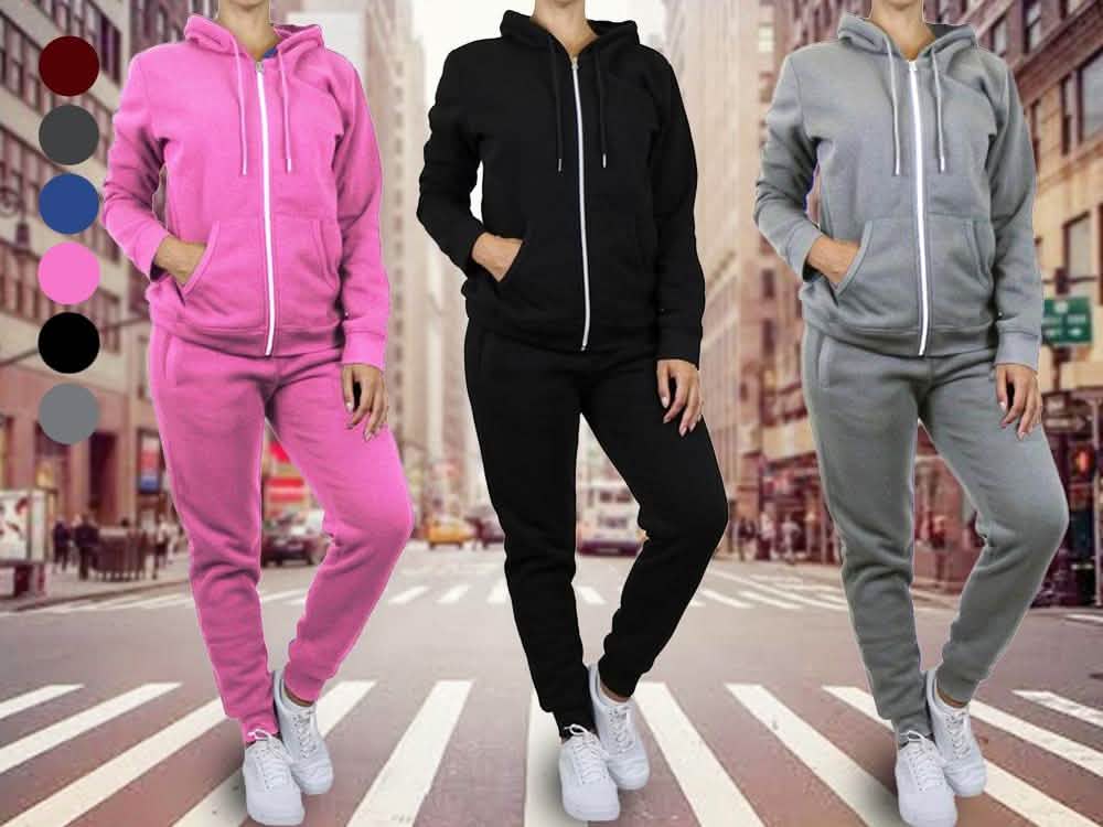 2-Piece: Women's Fleece-Lined Hoodie and Joggers Set DailySale