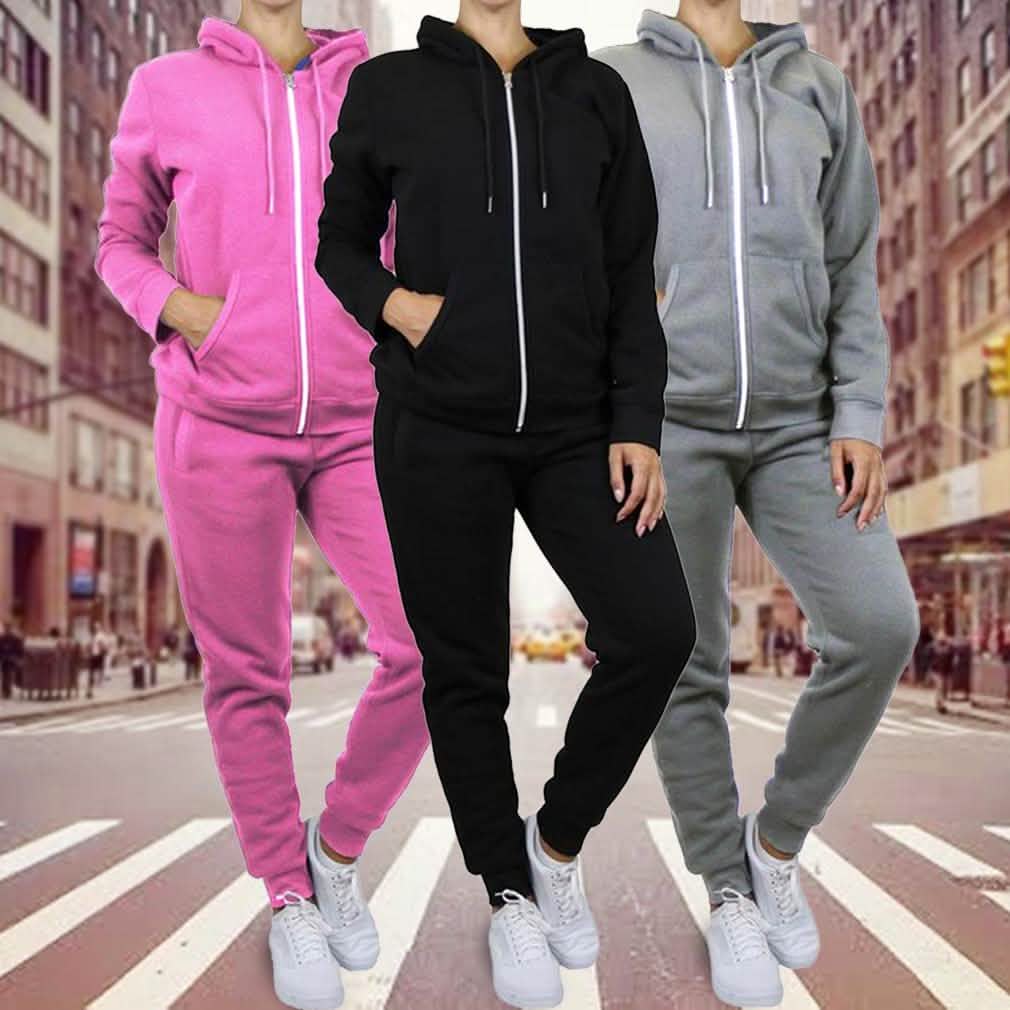 2-Piece: Women's Fleece-Lined Hoodie and Joggers Set DailySale