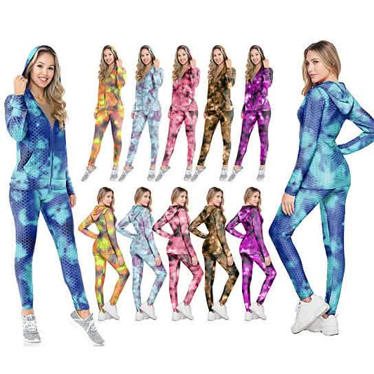 2-Piece: Women's Textured Anti Cellulite Body Shaping Jogger Tracksuit with Hoodie DailySale