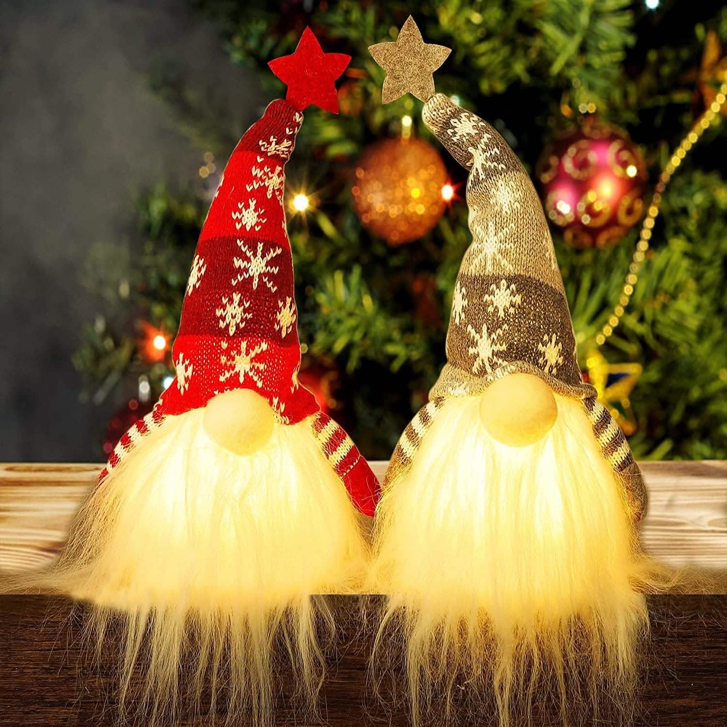 2-Pieces: 11" Lighted Christmas Gnome Santa DailySale