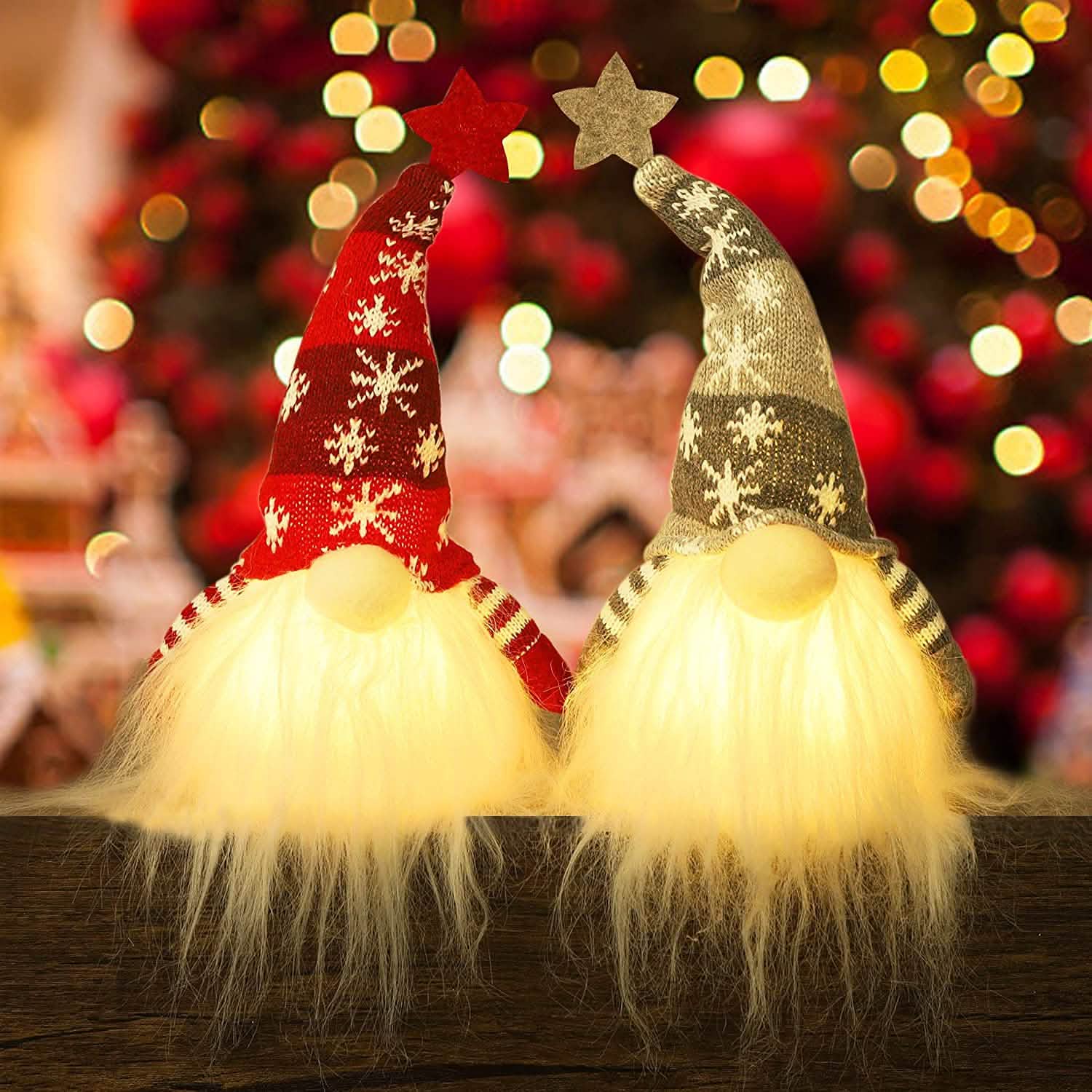 2-Pieces: 11" Lighted Christmas Gnome Santa DailySale