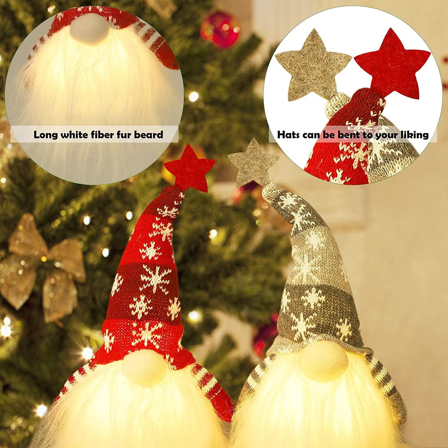 2-Pieces: 11" Lighted Christmas Gnome Santa DailySale