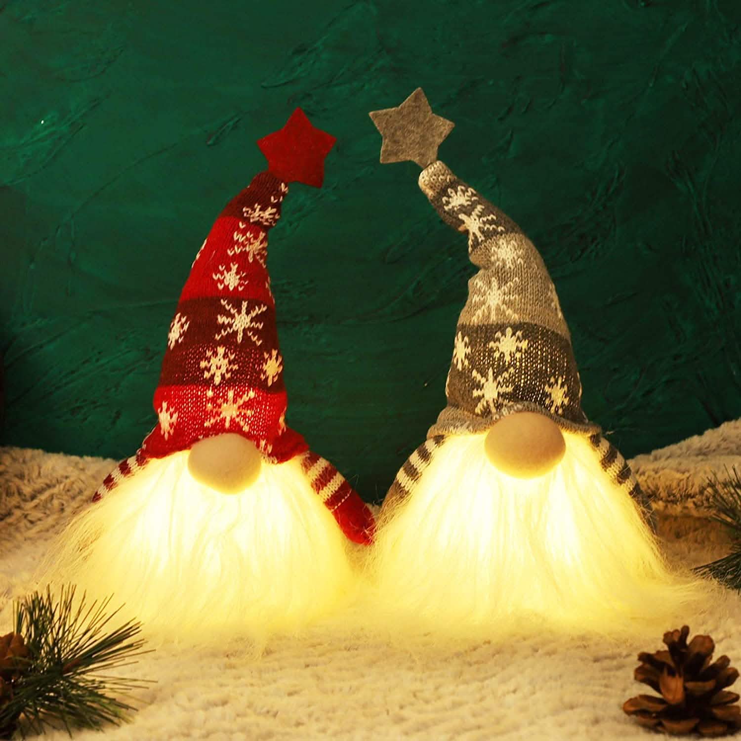 2-Pieces: 11" Lighted Christmas Gnome Santa DailySale