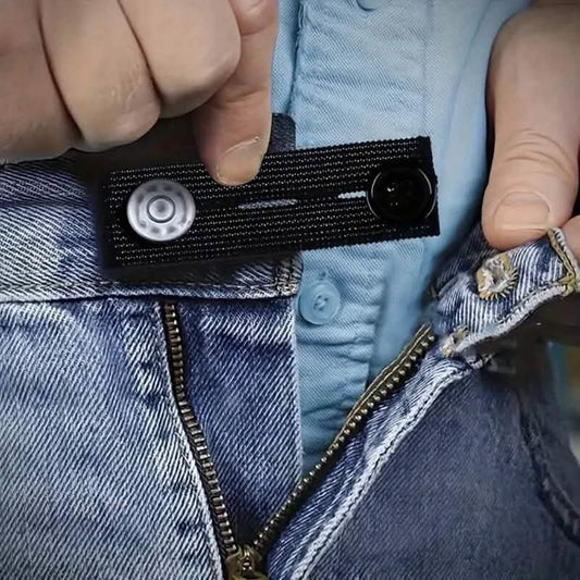 2-Pack: Black Interlocking Tape Waistband Extender Buttons for Jeans and Pants DailySale