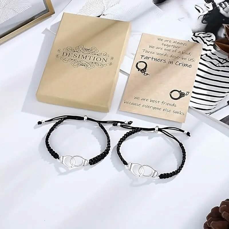 2-Pieces: Classic Vintage Handcuff Charm Friendship Bracelets DailySale