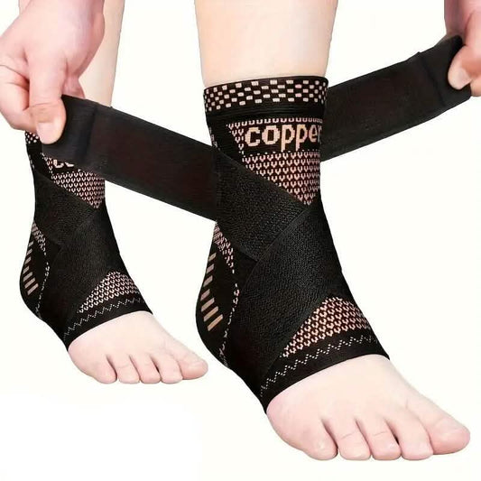 2-Pieces: Copper Adjustable Compression Ankle Guards DailySale