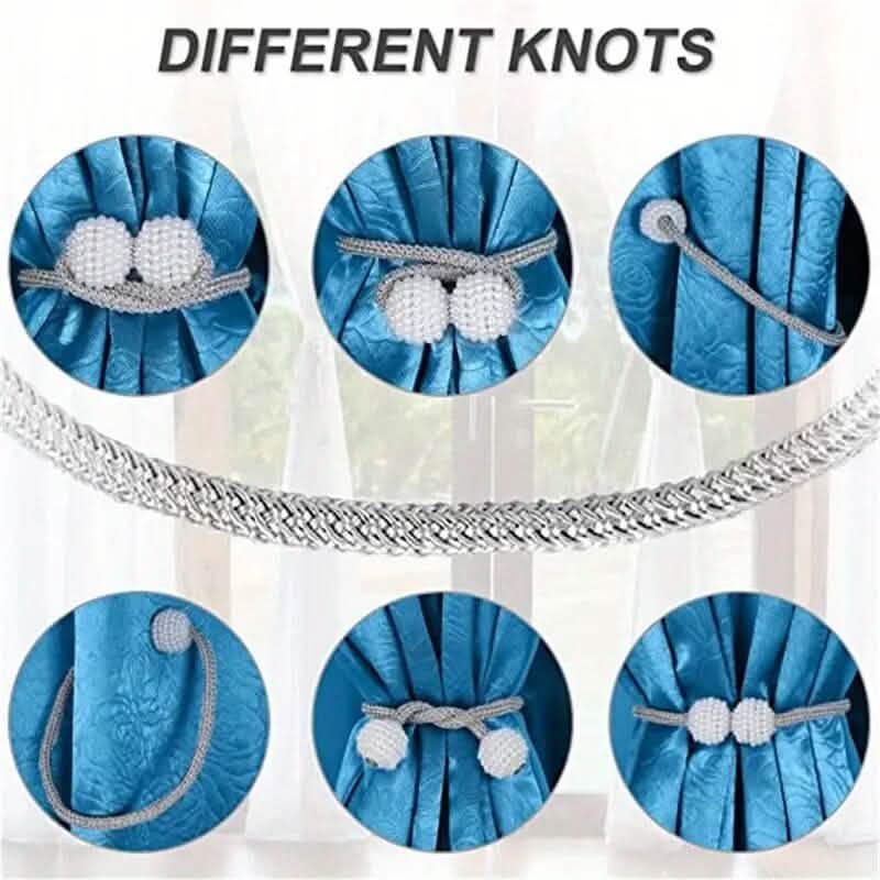 2-Pieces: Magnetic Curtain Tiebacks with Faux Pearls DailySale