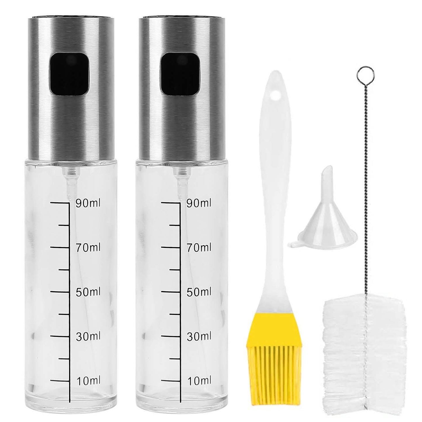2-Pieces: Oil Dispenser Mister Refillable Stainless Steel Glass Vinegar with Measurement Oil Control Diet DailySale