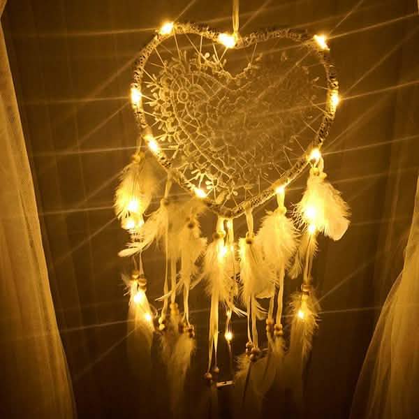 2-Pieces: Romantic LED Dream Catcher with Feather Dreamcatcher Night Light DailySale