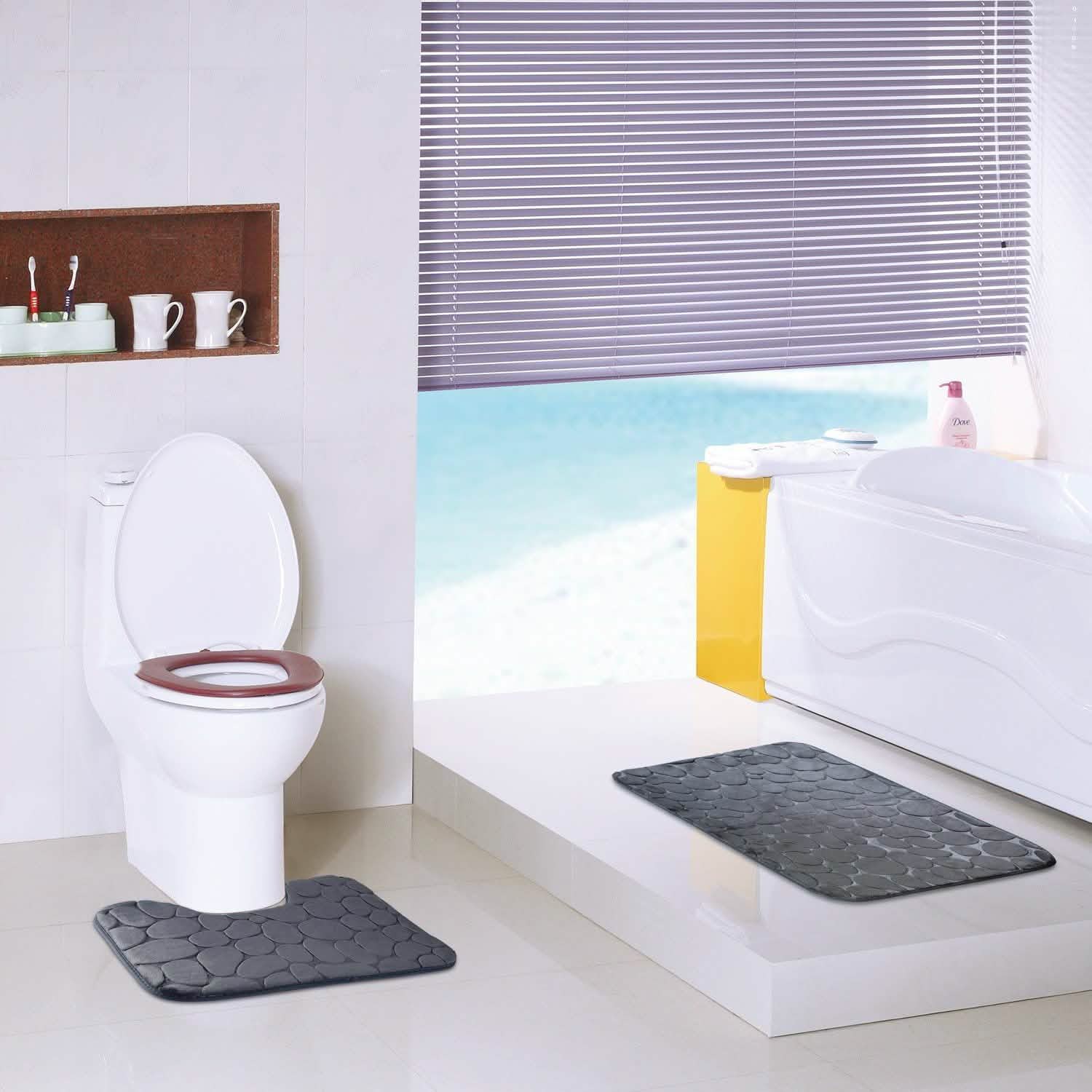 2-Pieces Set: Bathroom Rugs Luxury Flannel Non-Slip DailySale