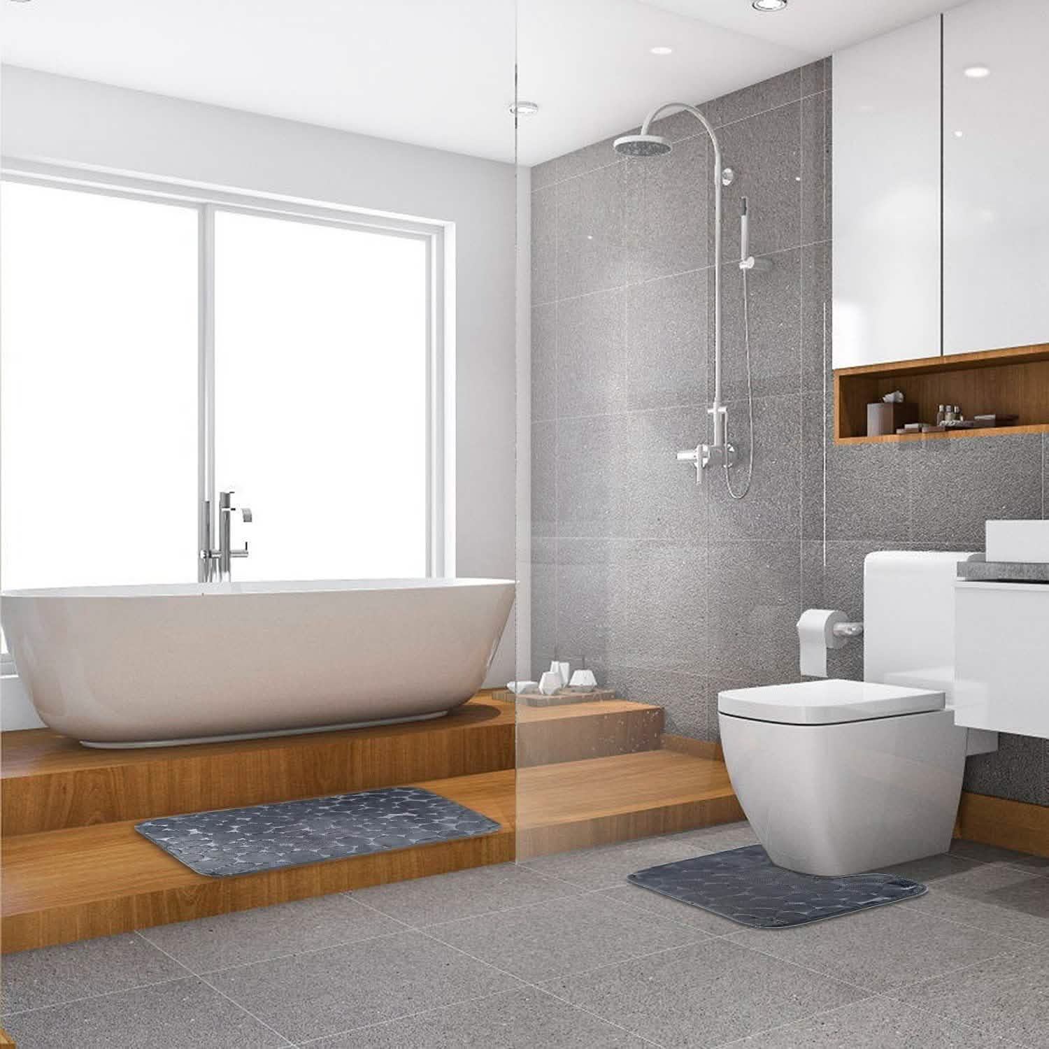 2-Pieces Set: Bathroom Rugs Luxury Flannel Non-Slip DailySale