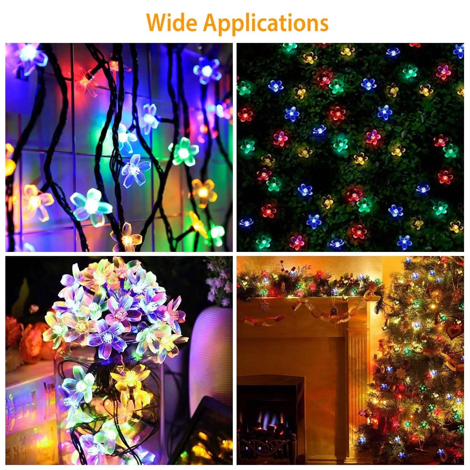 2-Pieces: Solar Power String Lights 50 LED Beads Fairy Sakura Flower DailySale