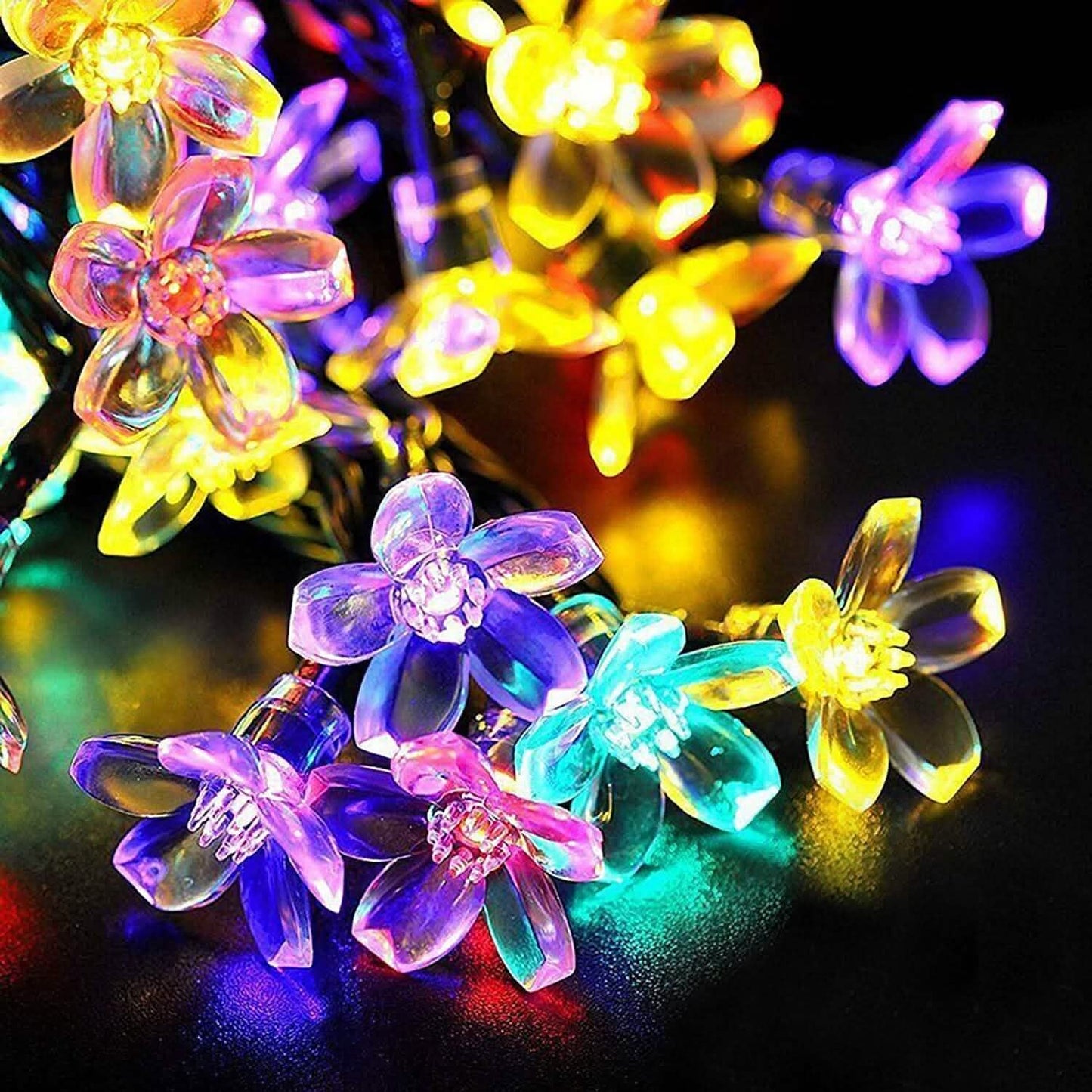 2-Pieces: Solar Power String Lights 50 LED Beads Fairy Sakura Flower DailySale