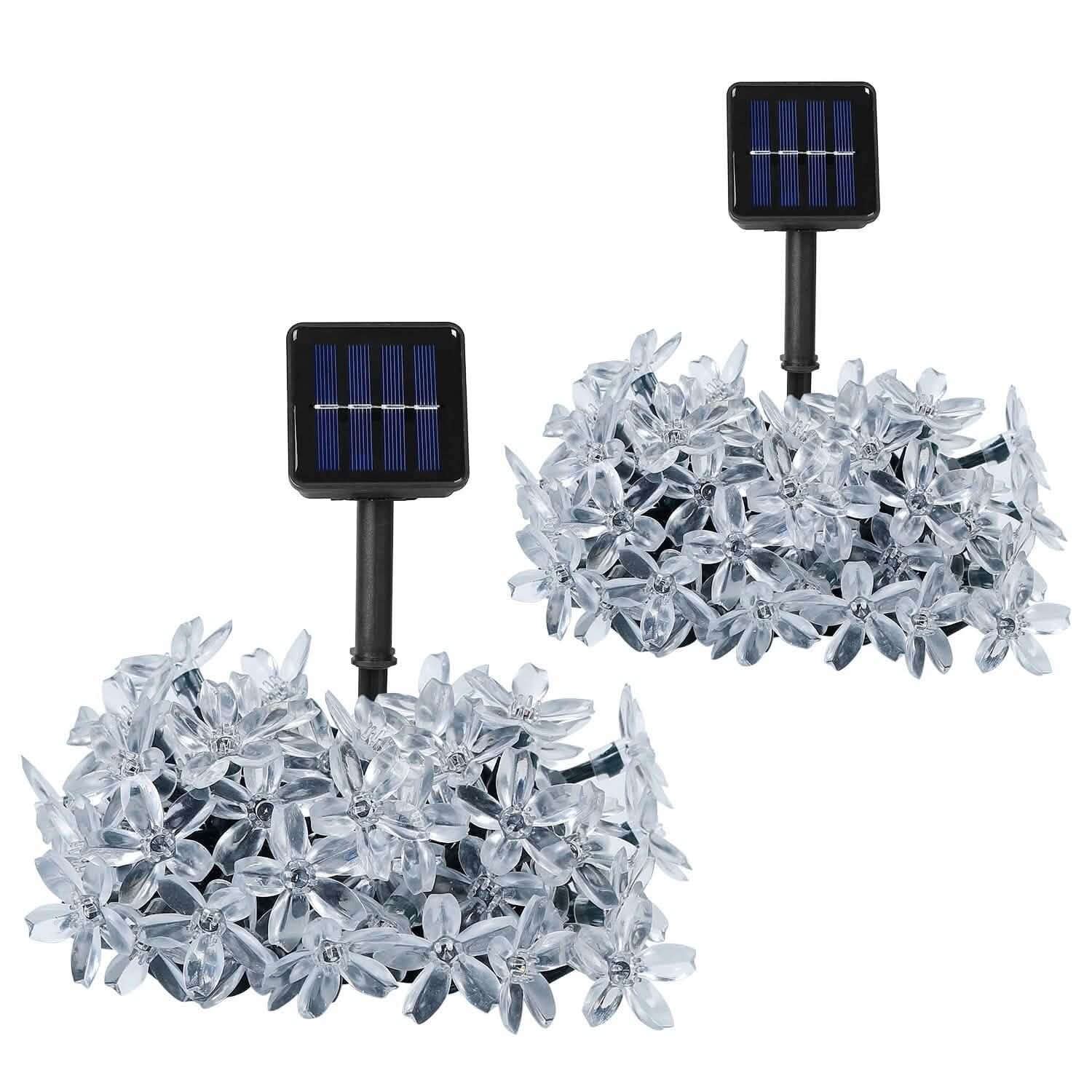 2-Pieces: Solar Power String Lights 50 LED Beads Fairy Sakura Flower DailySale