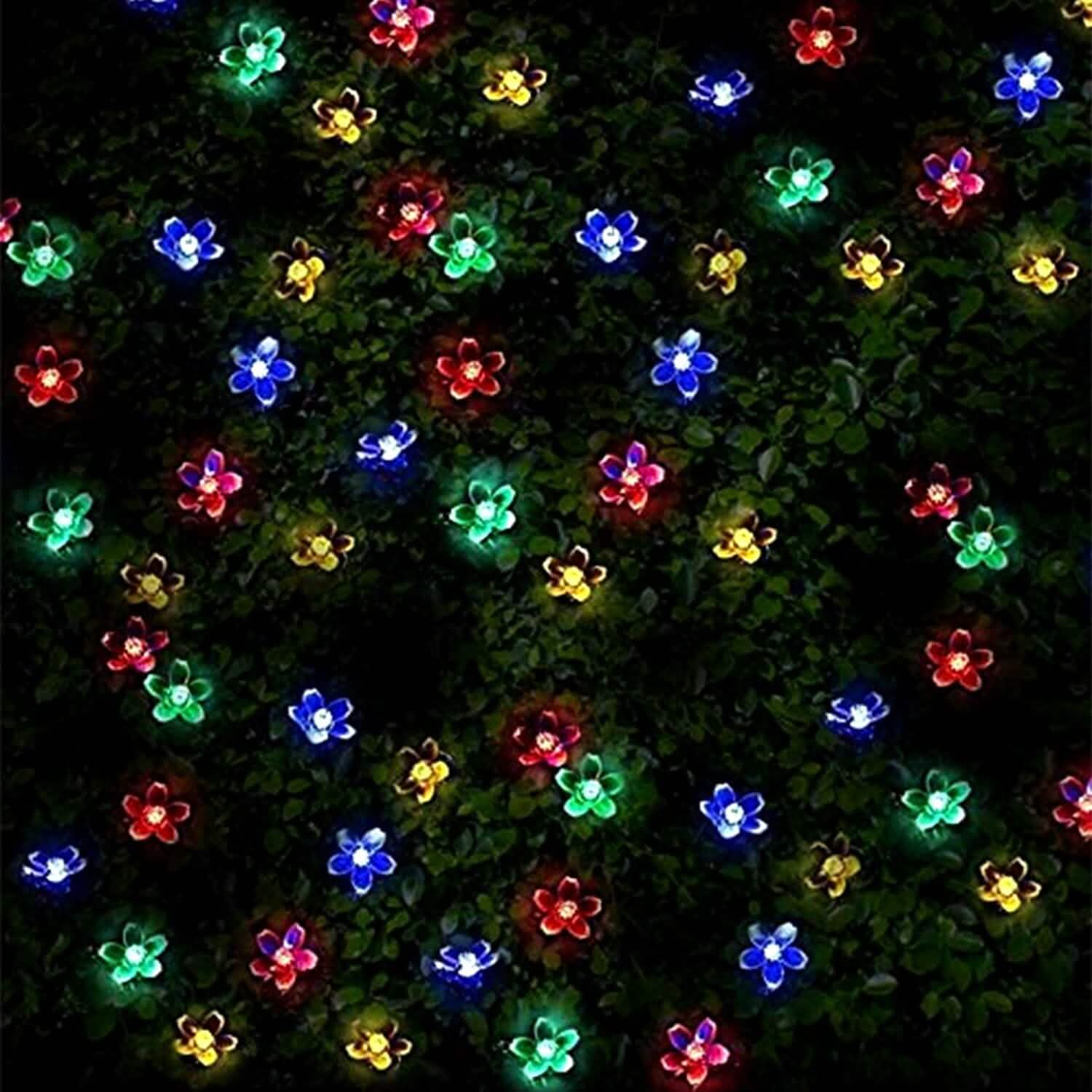 2-Pieces: Solar Power String Lights 50 LED Beads Fairy Sakura Flower DailySale