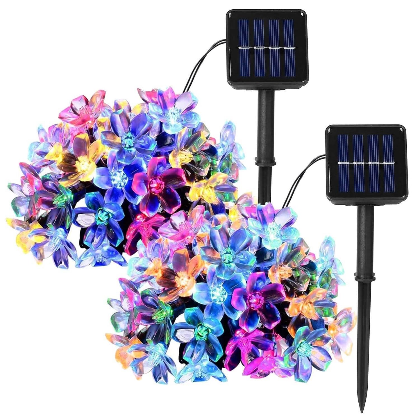 2-Pieces: Solar Power String Lights 50 LED Beads Fairy Sakura Flower DailySale