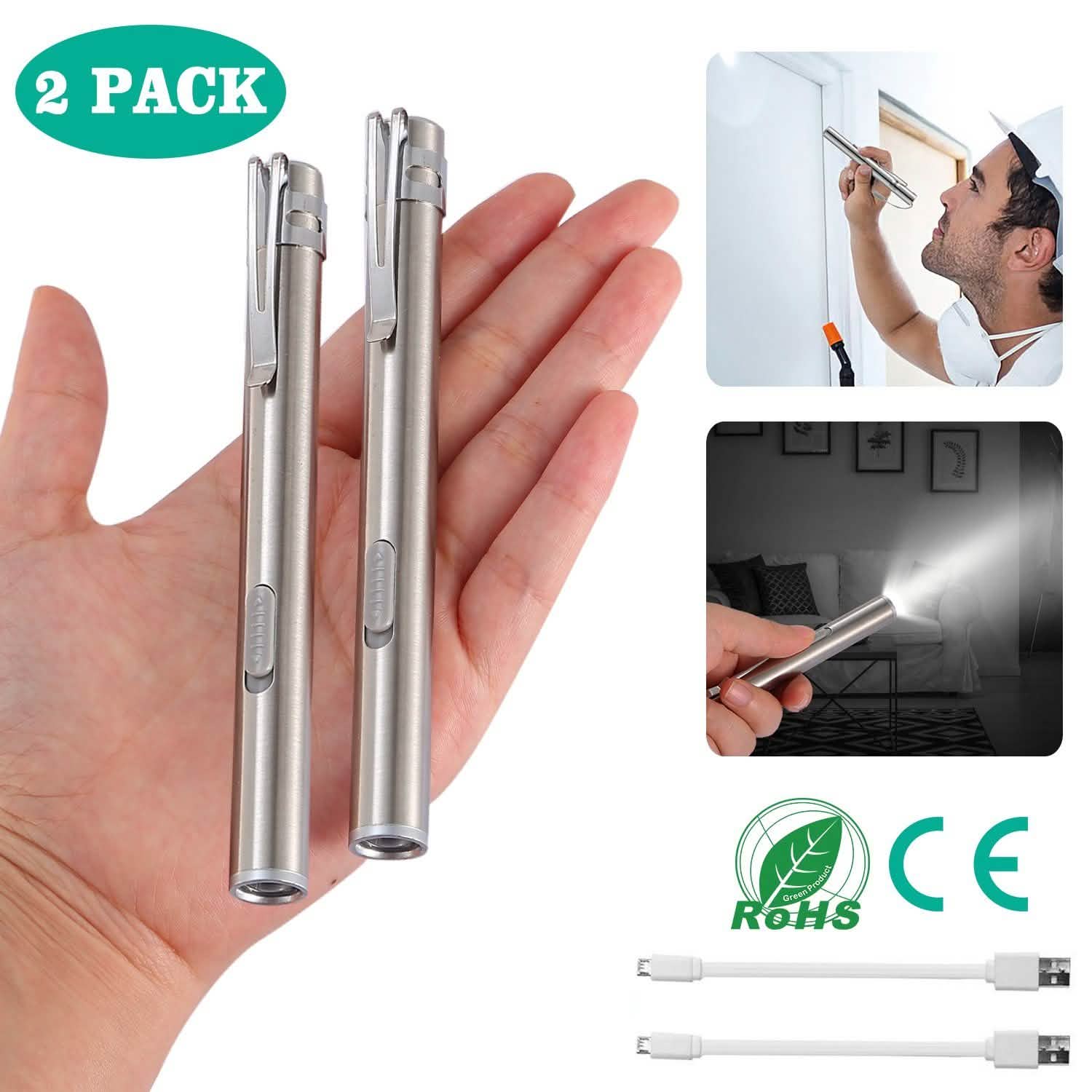 2-Pieces: Stainless Steel Flashlight Repair Water Resistant for Medical Students DailySale