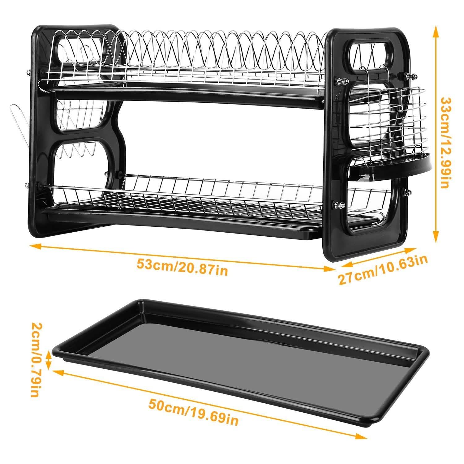 2-Tier Dish Drying Rack Drainboard Set DailySale