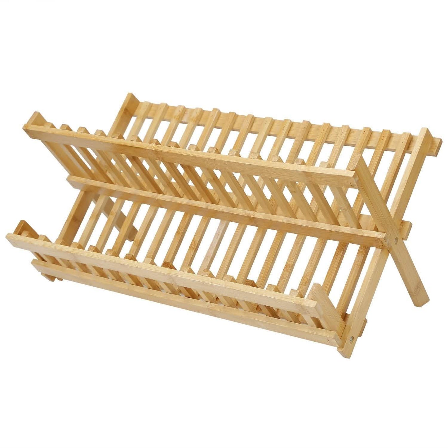 2-Tier Foldable Bamboo Dish Drying Rack DailySale
