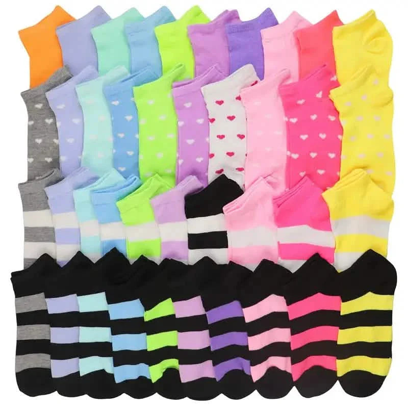 20-Pairs: Candy Color Socks, Casual & Breathable Low Cut Ankle Socks, Women's Stockings & Hosiery DailySale