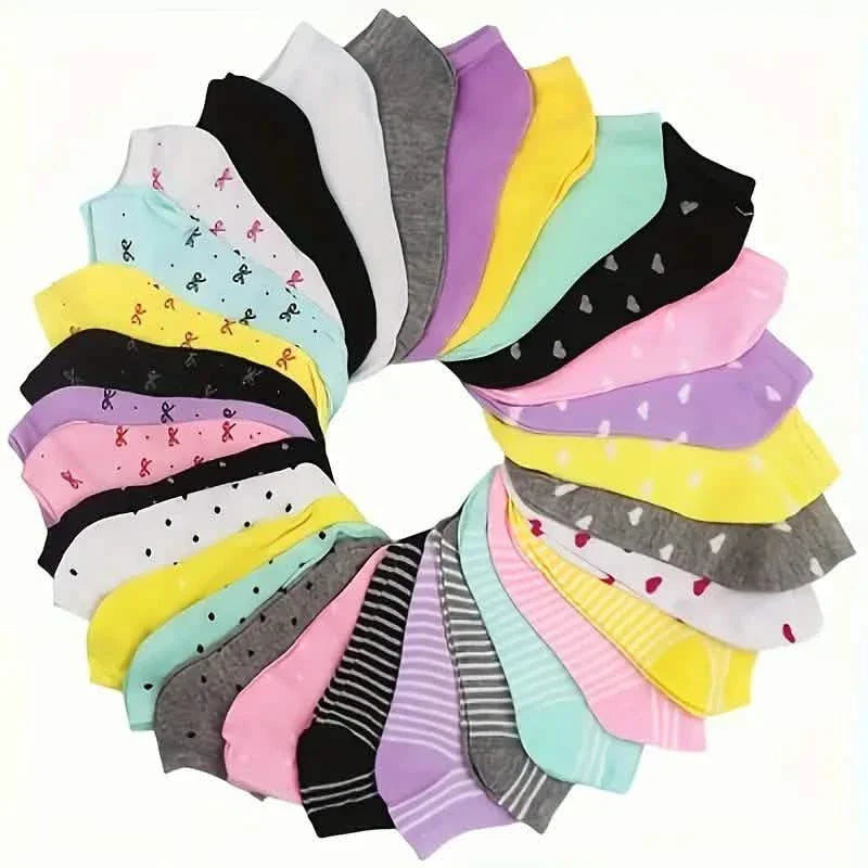 20-Pairs: Candy Color Socks, Casual & Breathable Low Cut Ankle Socks, Women's Stockings & Hosiery DailySale