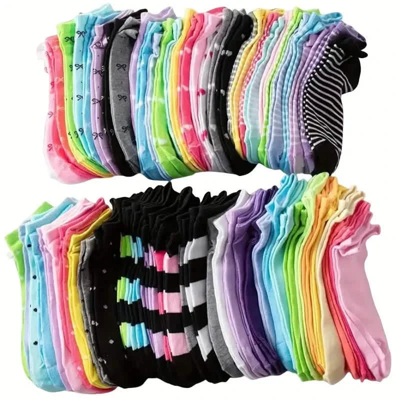20-Pairs: Candy Color Socks, Casual & Breathable Low Cut Ankle Socks, Women's Stockings & Hosiery DailySale