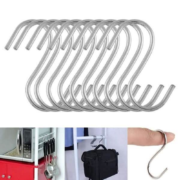 20-Piece: Household Holder Kitchen Stainless Steel S Shaped Hooks DailySale