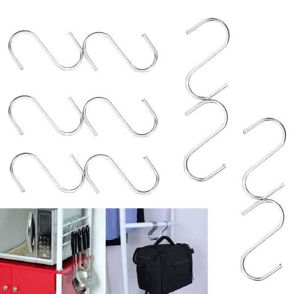 20-Piece: Household Holder Kitchen Stainless Steel S Shaped Hooks DailySale