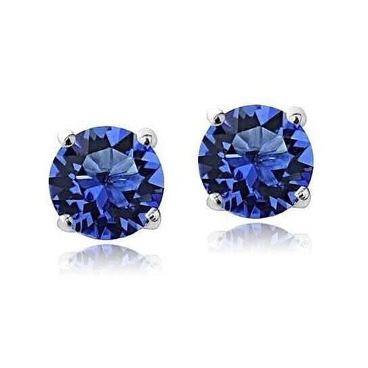 2.00 Cttw 18k White Gold Filled High Polish Finish Round Crystal Blue Stud Earrings DailySale