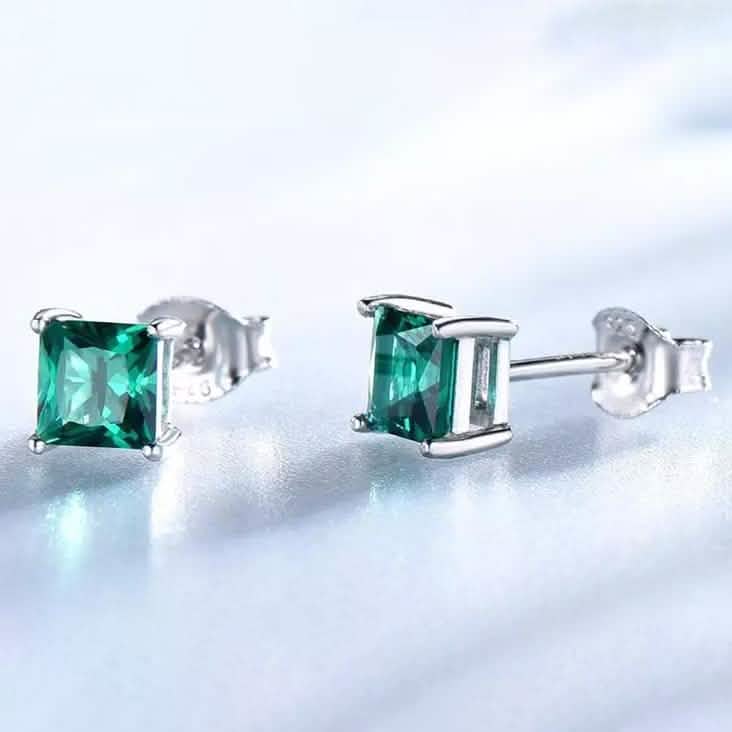 2.00 CTTW Sterling Silver Emerald Princess Cut Studs DailySale