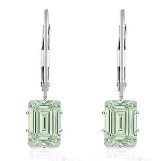 2.00 CTW Genuine Amethyst Emerald Cut Leverback Earrings DailySale