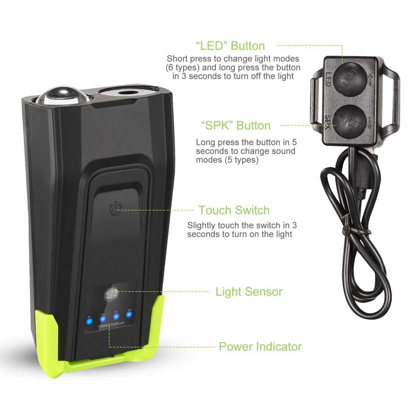 20000LM Bike Front Light with 120dB Loud Horn DailySale