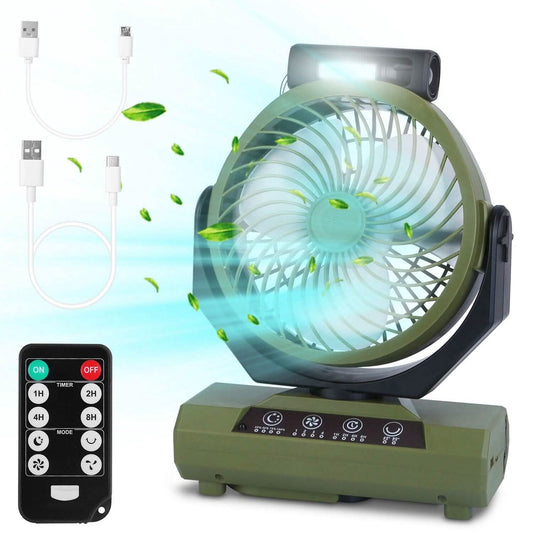 20000mAh Rechargeable Oscillating Camping Fan with Flashlight Hanging Hook Remote Control DailySale