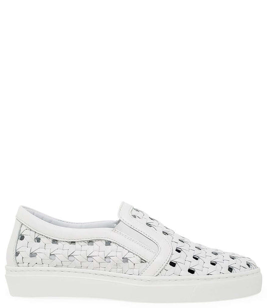 White Leather Woven Sneaker Madison Maison