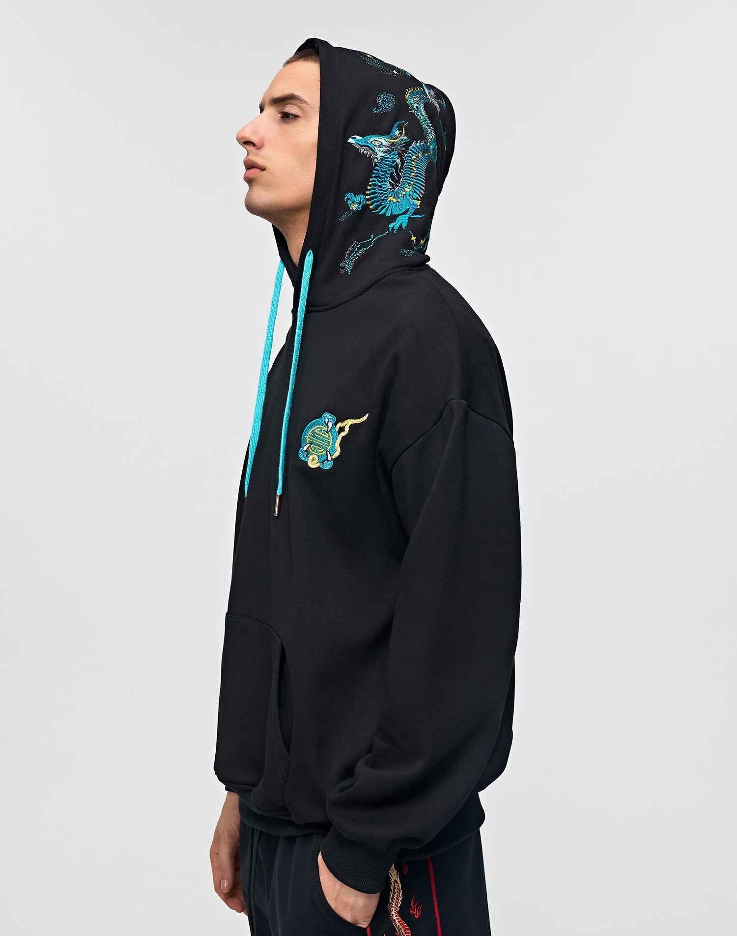 KH9000 Blue Dragon Embroidery Hoodie