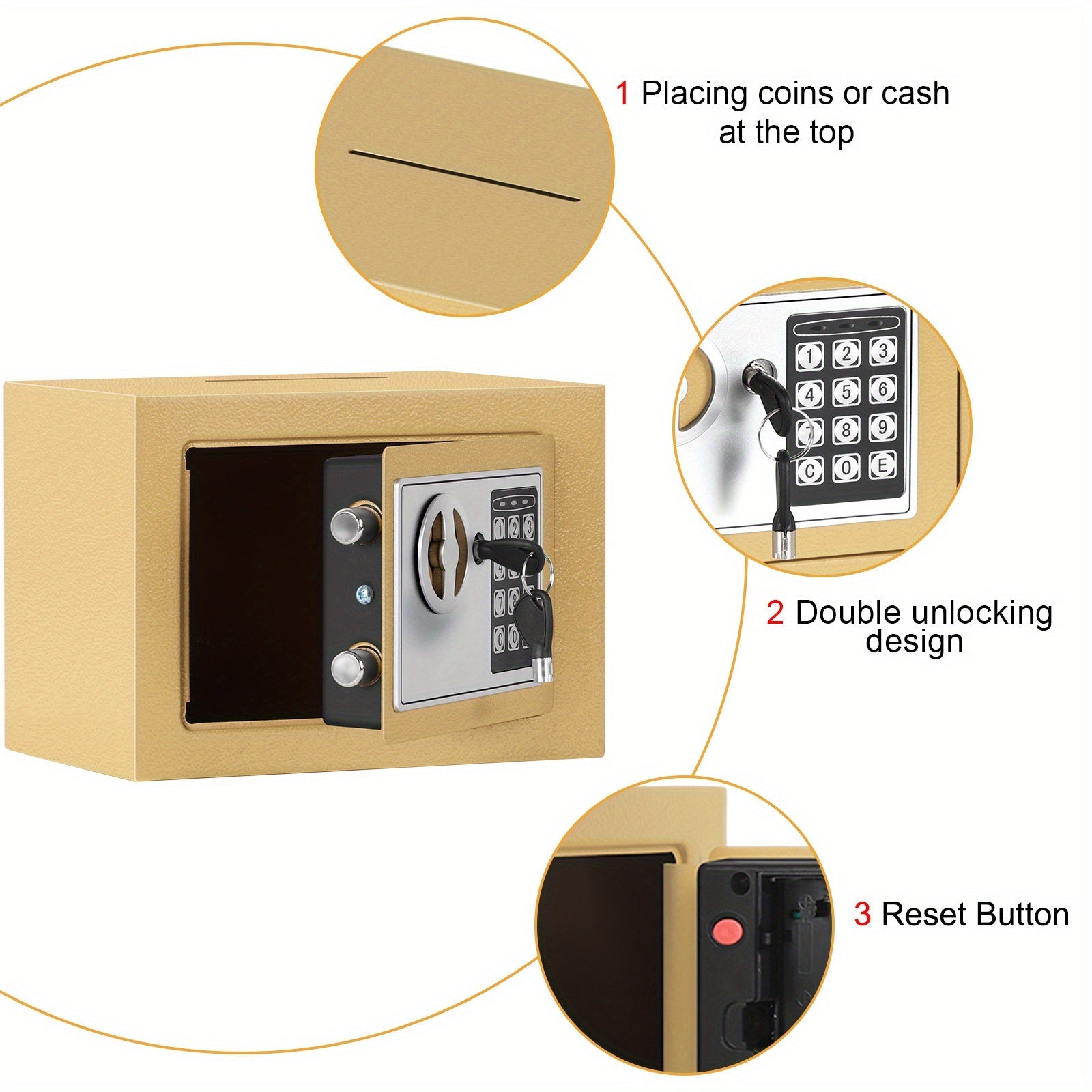 Compact Digital Safe Box – Keypad & Key Access DailySale