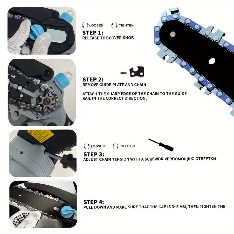 21V 4-6 Inch Cordless Chainsaw Kit with Built-in Lubrication, Battery and Charger DailySale