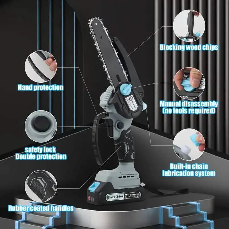 21V 4-6 Inch Cordless Chainsaw Kit with Built-in Lubrication, Battery and Charger DailySale