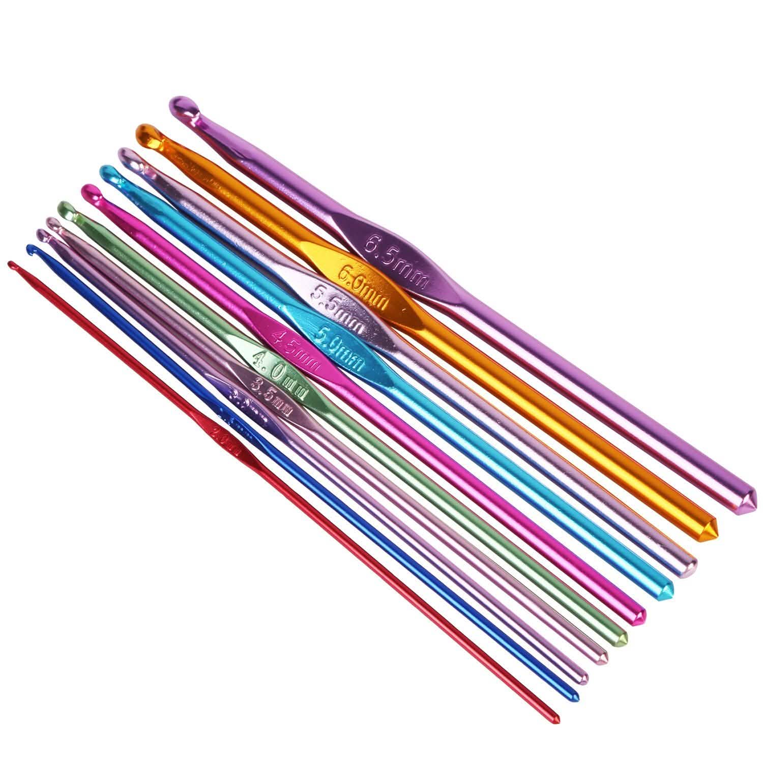 22-Piece: Aluminum Multi-Color Crochet Hook Needles DailySale