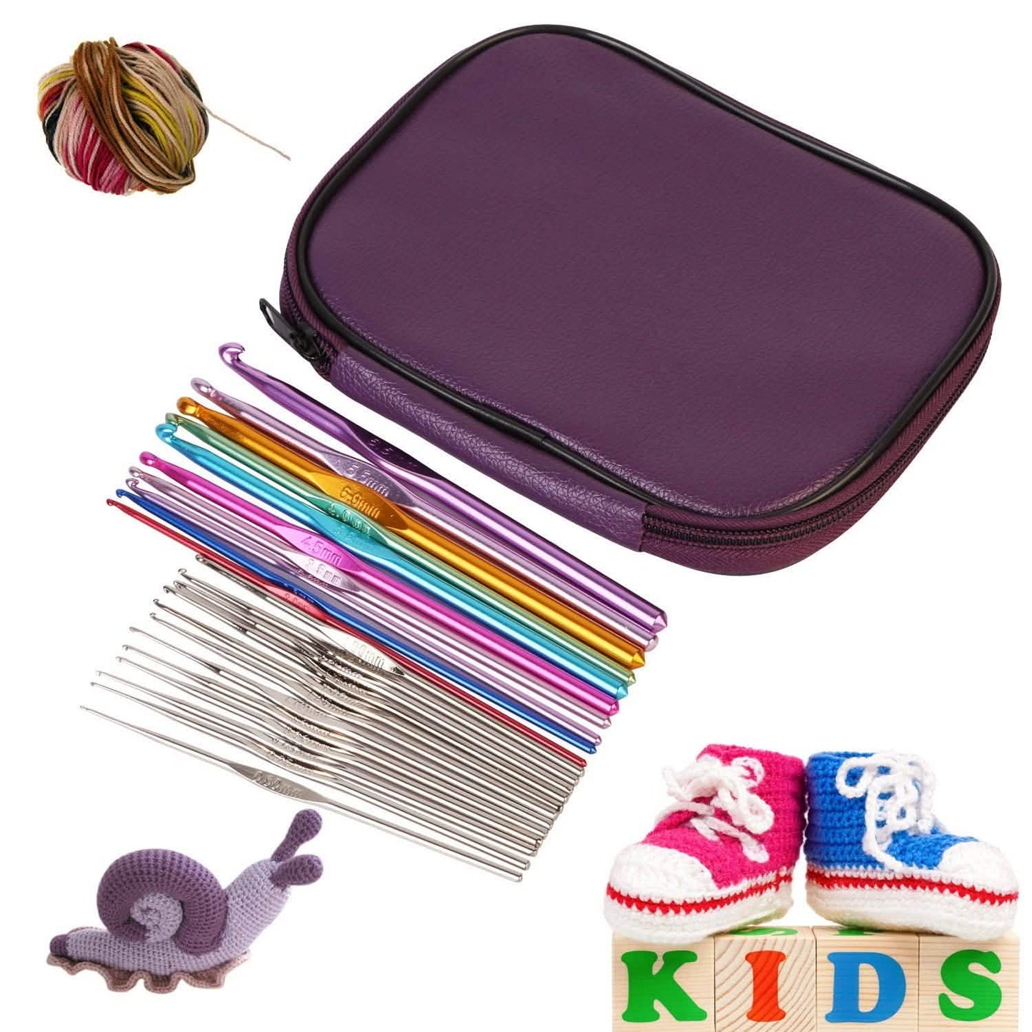 22-Piece: Aluminum Multi-Color Crochet Hook Needles DailySale