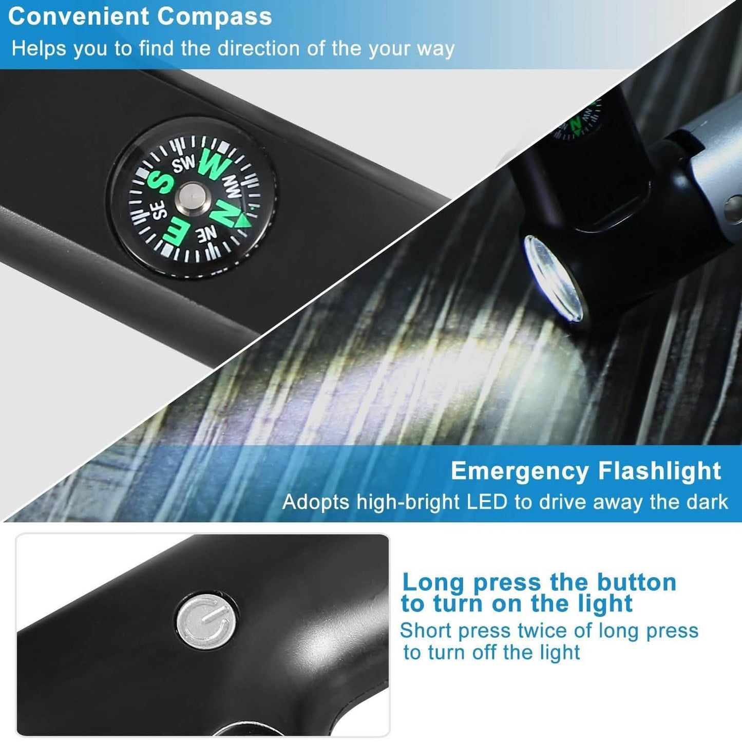 2200 mAh Powerbank with Emergency Flashlight Compass Carabiner-Shaped DailySale